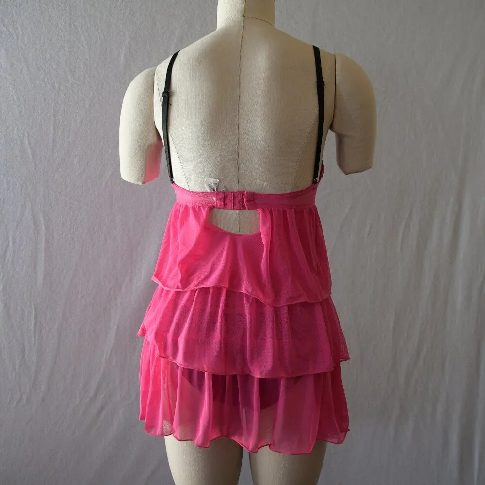 Women's Layered Lingerie Pink and Black Doll Style Size S